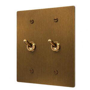 Retro toggle light switch, dimmer, outlet - Decorative aged brass wall plates