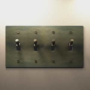 Toggle Light Switch, Dimmer & Outlet. Antique Bronze Brass Cover Wall Plate - Home Decor, Electrical Socket Covers, Unique Switch Plates image 5