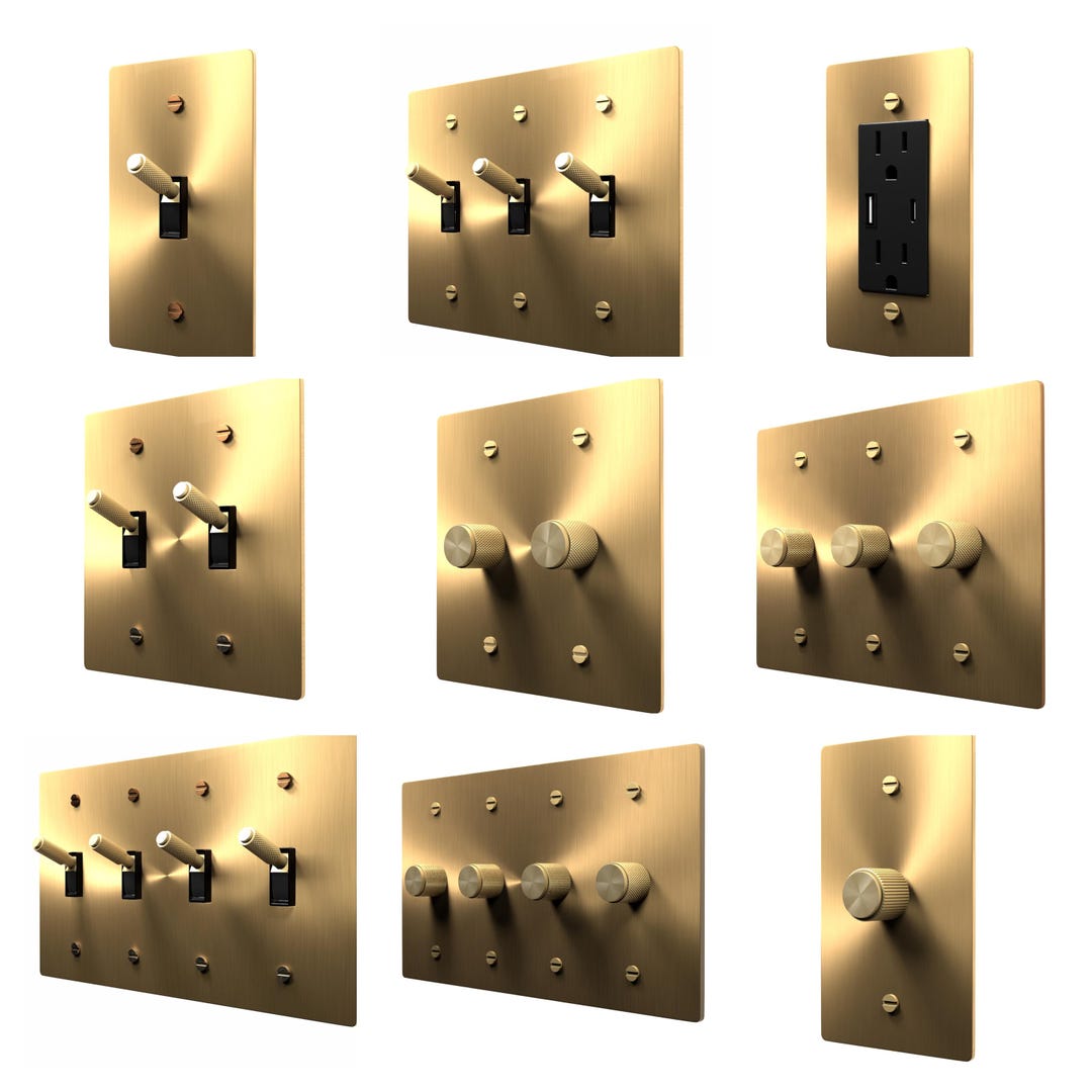 Luxus-Time Gold Aluminum Rocker Switch & Outlet Combo - 2-Gang With Frame