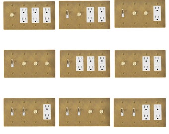 Aged Brass Wall Plates - Customizable Switch, Outlet, & Dimmer Combo Covers for Elegant Home Decor