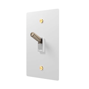 Brass Toggle Light Switch - White Face Plate, 1-5 Gang. 3 way, cULus Listed
