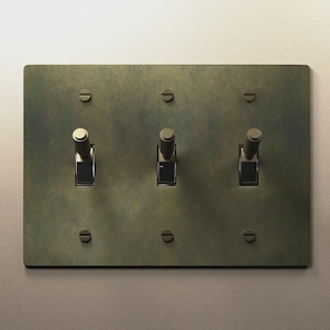 Toggle Light Switch, Dimmer & Outlet. Antique Bronze Brass Cover Wall Plate - Home Decor, Electrical Socket Covers, Unique Switch Plates image 4