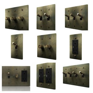 Toggle Light Switch, Dimmer & Outlet. Antique Bronze Brass Cover Wall Plate - Home Decor, Electrical Socket Covers, Unique Switch Plates