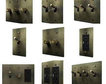 Toggle Light Switch, Dimmer & Outlet. Antique Bronze Brass Cover Wall Plate - Home Decor, Electrical Socket Covers, Unique Switch Plates