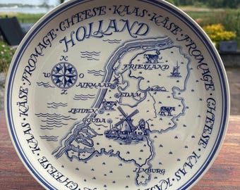 Vintage Delft Blauw Koninklijk Goedewaagen Gauda-Holland Decoración pintada a mano/Pared/Servicio/Plato de queso
