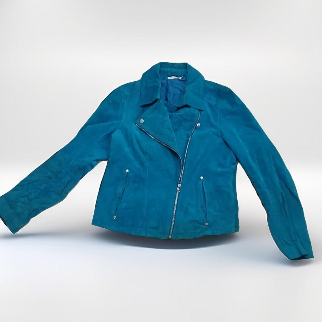 3642 Blue Suede Look Coat