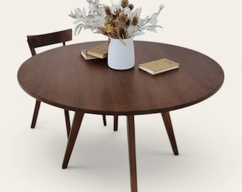 Exquisite handmade ash wood table with walnut finish, modern table design for any interior, top quality workmanship, custom sizes available