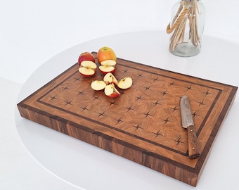 End Grain Cutting Board Walnut & Cherry | Handmade Butcher Block | Premium Wood Chopping Board for Kitchen and Chefs