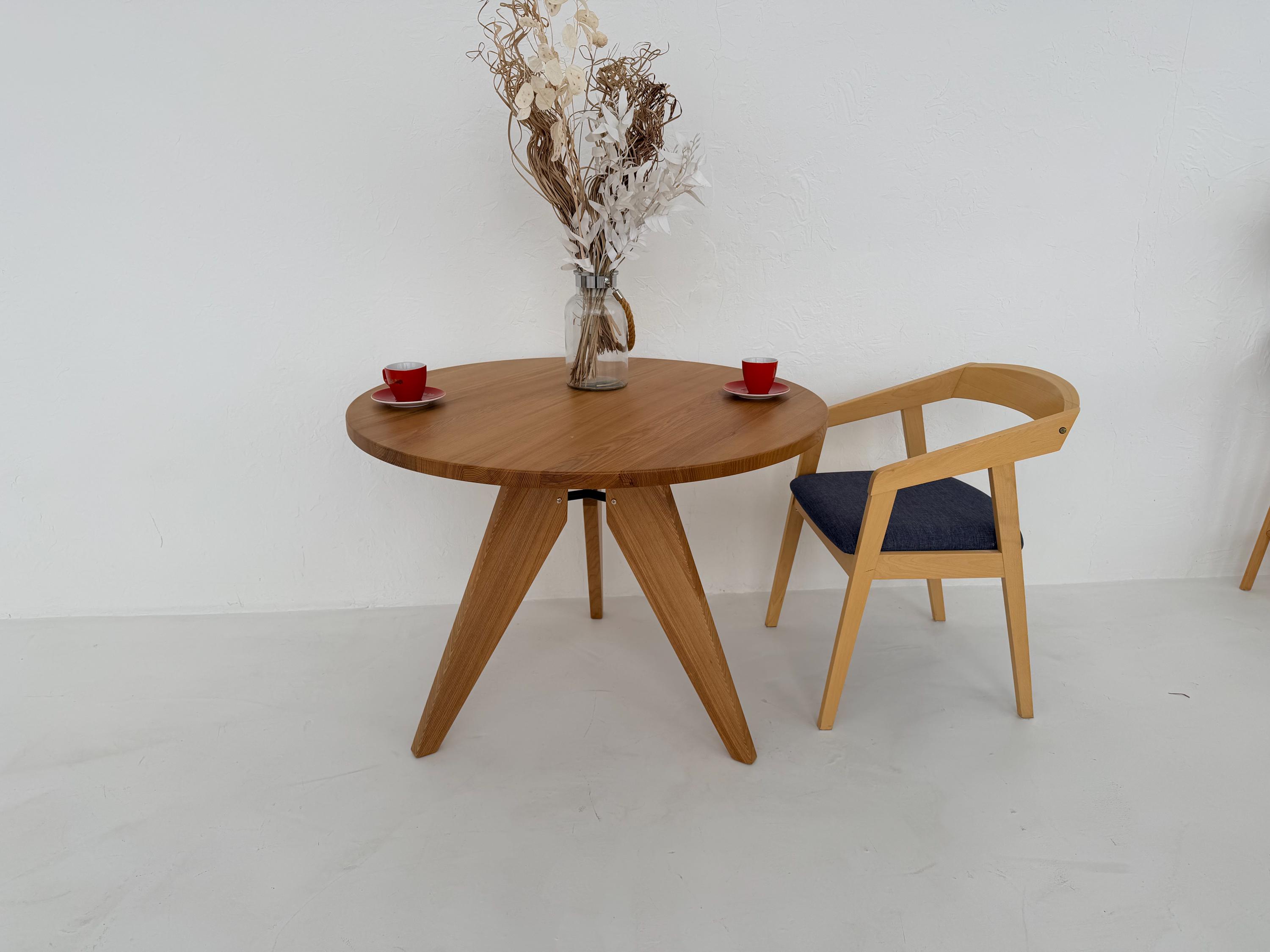 Round Wooden Dining Table – Solid Wood Kitchen Table – Modern ...