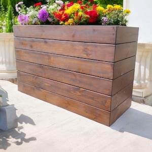 Pflanzkasten aus Holz | Blumentopf aus Naturholz | Outdoor Pflanzkübel für Garten, Terrasse & Balkon | Rustikaler Öko-Trennwand für Grünflächen