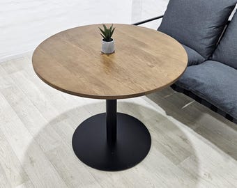 Round Solid Wood Dining Table with Black Metal Base | Handmade Modern Kitchen Table | Scandinavian Minimalist Furniture