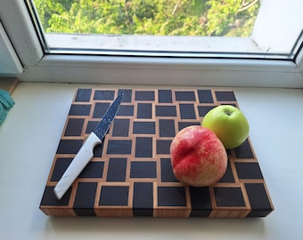 Handmade chopping board | thermo ash and natural oak | knife-friendly chopping board | gift for housewife| wood art
