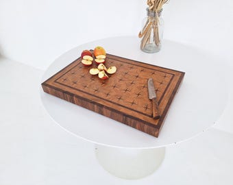 End Grain Cutting Board Walnut & Cherry | Handmade Butcher Block | Premium Wood Chopping Board for Kitchen and Chefs