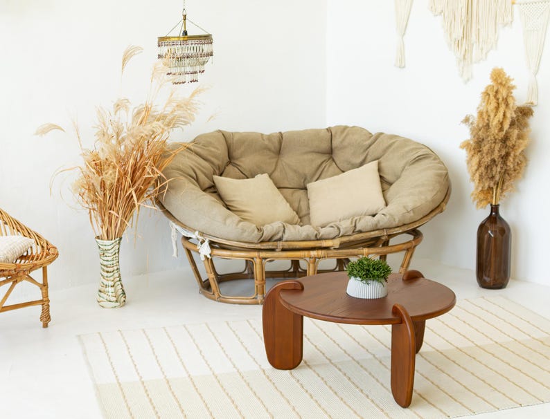 Modern Round Coffee Table Solid Wood | Minimalist Living Room ...