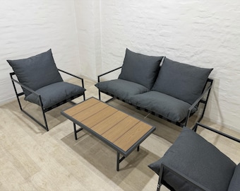 Outdoor Patio Furniture Set, Garden Sofa Set with Cushions, Modern Metal Frame Lounge Set, Backyard Seating, Terrace Furniture Set
