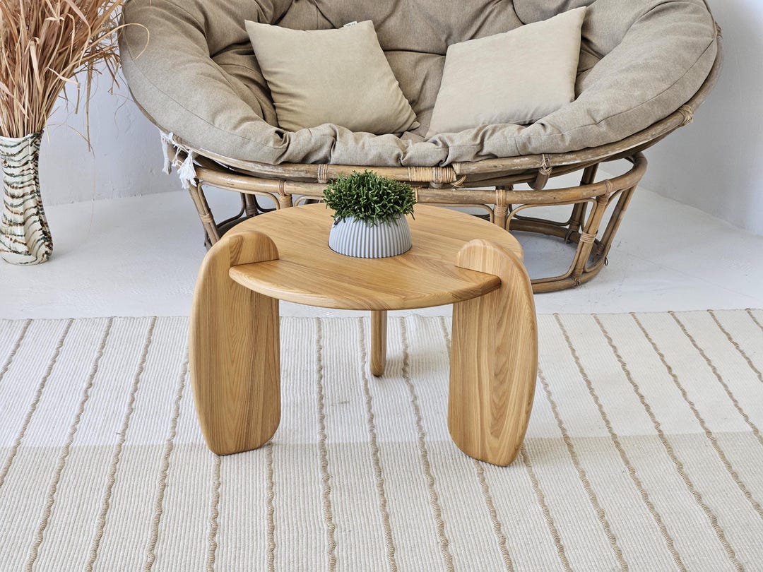 Sculptural Solid Wood Coffee Table | Handmade Organic Shape Table ...