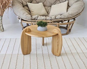 Sculptural Solid Wood Coffee Table | Handmade Organic Shape Table | Modern Minimalist Living Room Center Table | Unique Natural Wood Decor