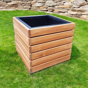 Pflanzkübel aus Holz für den Außenbereich, Blumentopf für den Garten, Pflanzkasten, handgefertigter Übertopf, für Garten und Innenräume