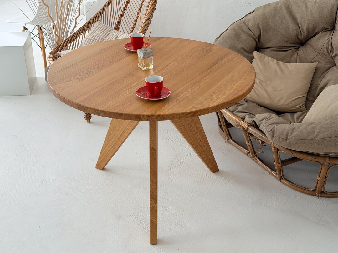 Round Wooden Dining Table – Solid Wood Kitchen Table – Modern ...