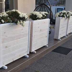 Hoher Pflanzkasten aus Holz – Weißer rustikaler Blumentopf für draußen | Hochbeet aus Massivholz für Terrasse, Garten, Veranda und gewerbliche Nutzung