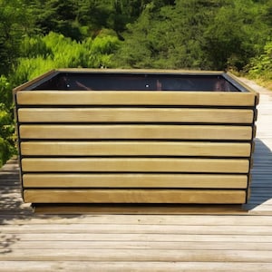 Großer Pflanzkasten aus Holz – Blumentopf für den Garten, handgefertigtes Terrassendekor, rechteckiger Pflanzbehälter aus Holz für Hof und Balkon