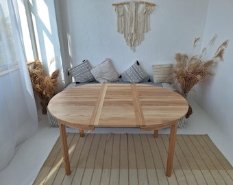 Round Extendable Dining Table for 2–8 People | Solid Wood Scandinavian Style Table | Handmade Expandable Design