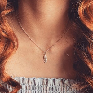 Dainty Sterling Silver Feather Necklace