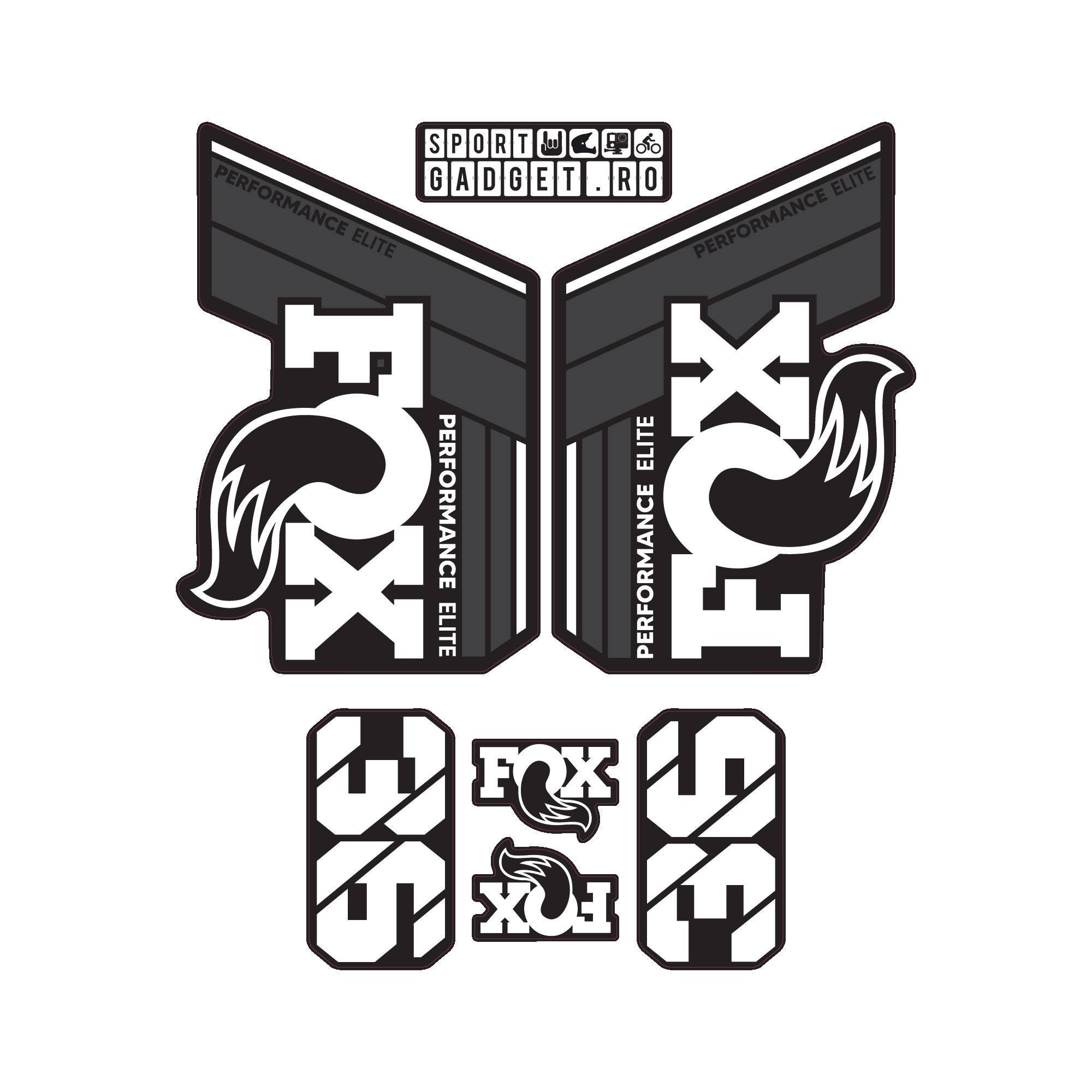 Decalcomanie Fox 36 Rhythm Fork &ndash; Adesivi Forcella Nero/Stealth &ndash; Licenza Ufficiale Fox