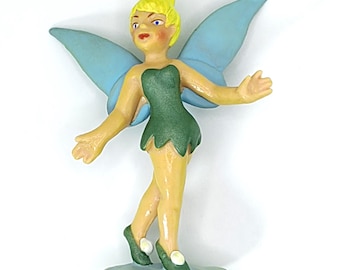 Vintage Bullyland Tinker Bell PVC-Figur, Disney Peter Pan, handbemalt, Feenspielzeug, Miniatur, 9 cm