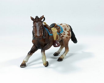 Vintage Bullyland Appaloosa Indian Horse Figure 80622 Wild West Western Saddle Toy Model