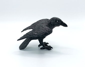 Vintage Bullyland Raven Figure Made in Germany Black Crow Retired Bird Collectible Toy 8cm