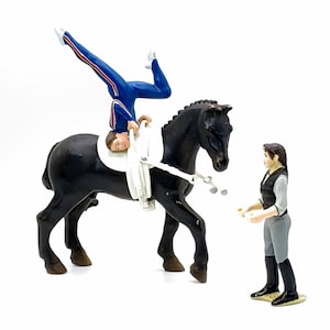 Papo French Saddle Horse + Schleich Trick Horse Rider + Schleich saddle + Schleich riding instructor