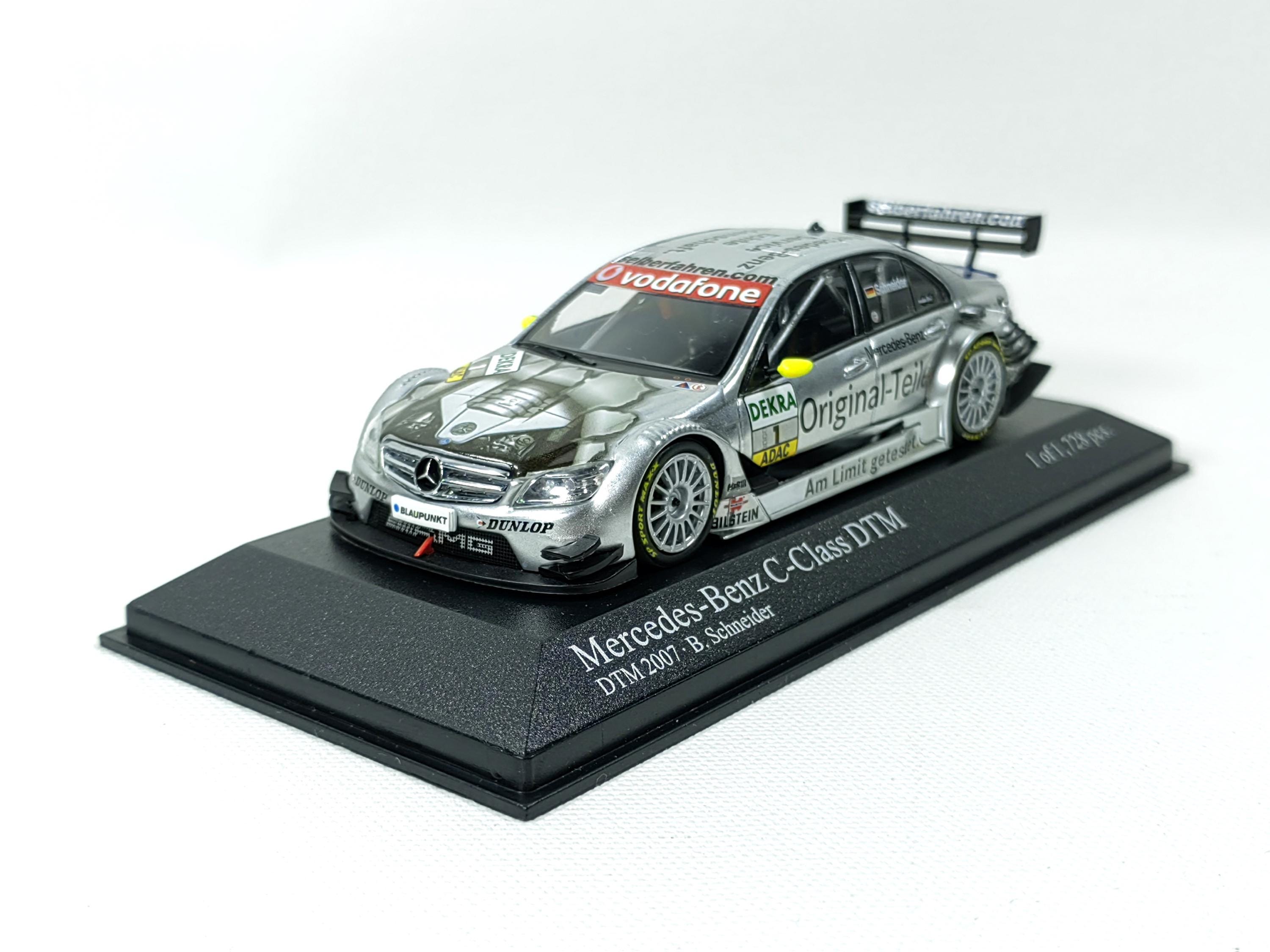 1:43 Mercedes C Class DTM 2007 No1 B Schneider Silver Diecast