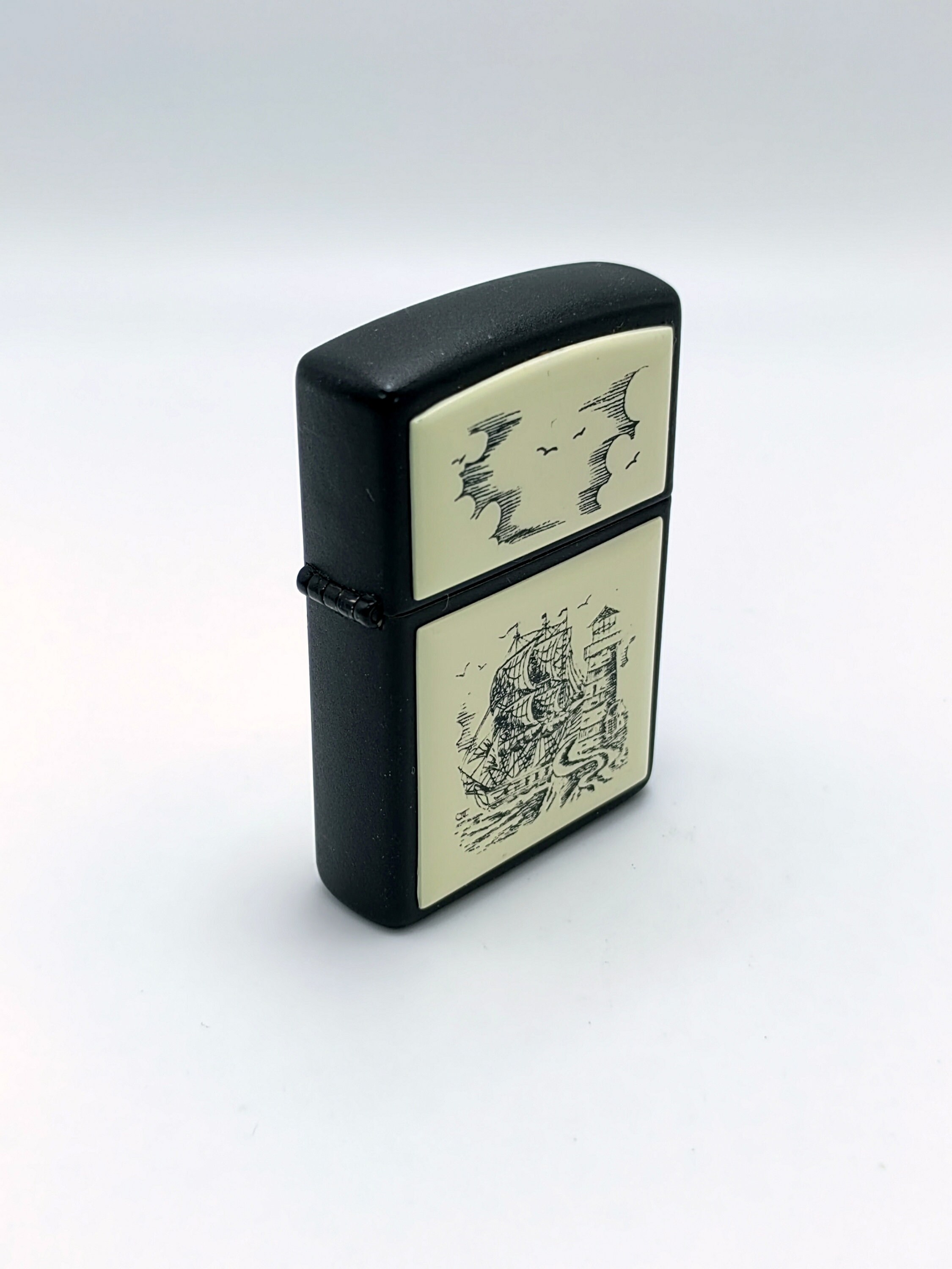 Zippo Lighter Collection, Scrimshaw Design (ship