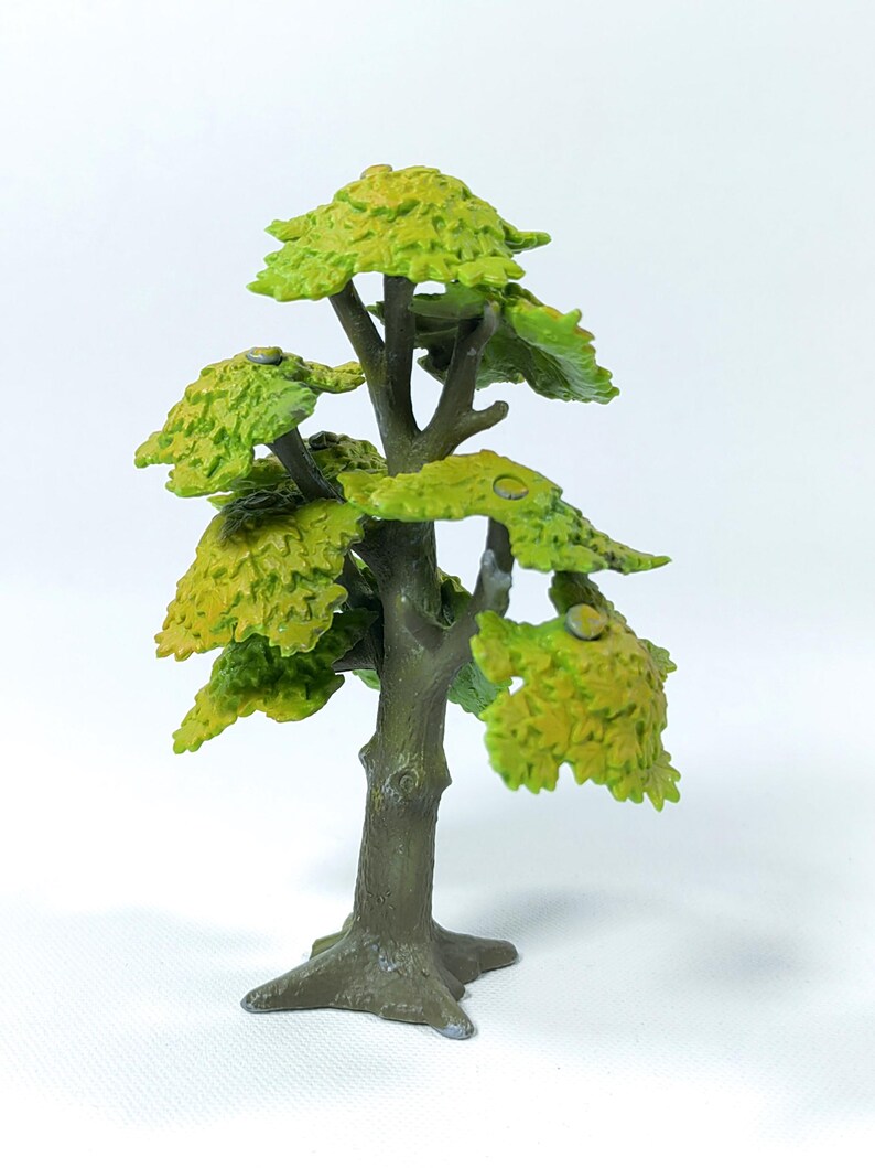 Vintage Bullyland Miniature Tree Set of 2 Handpainted Oak - Maple Scenery Models Made in Germany Eiche & Ahorn image 11