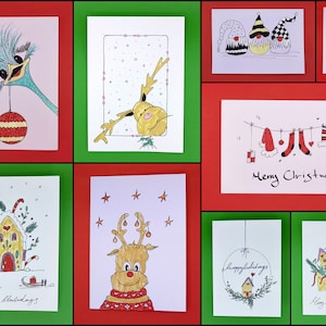 Cartões de felicitações de inverno feitos à mão - Cartões de Natal com envelope