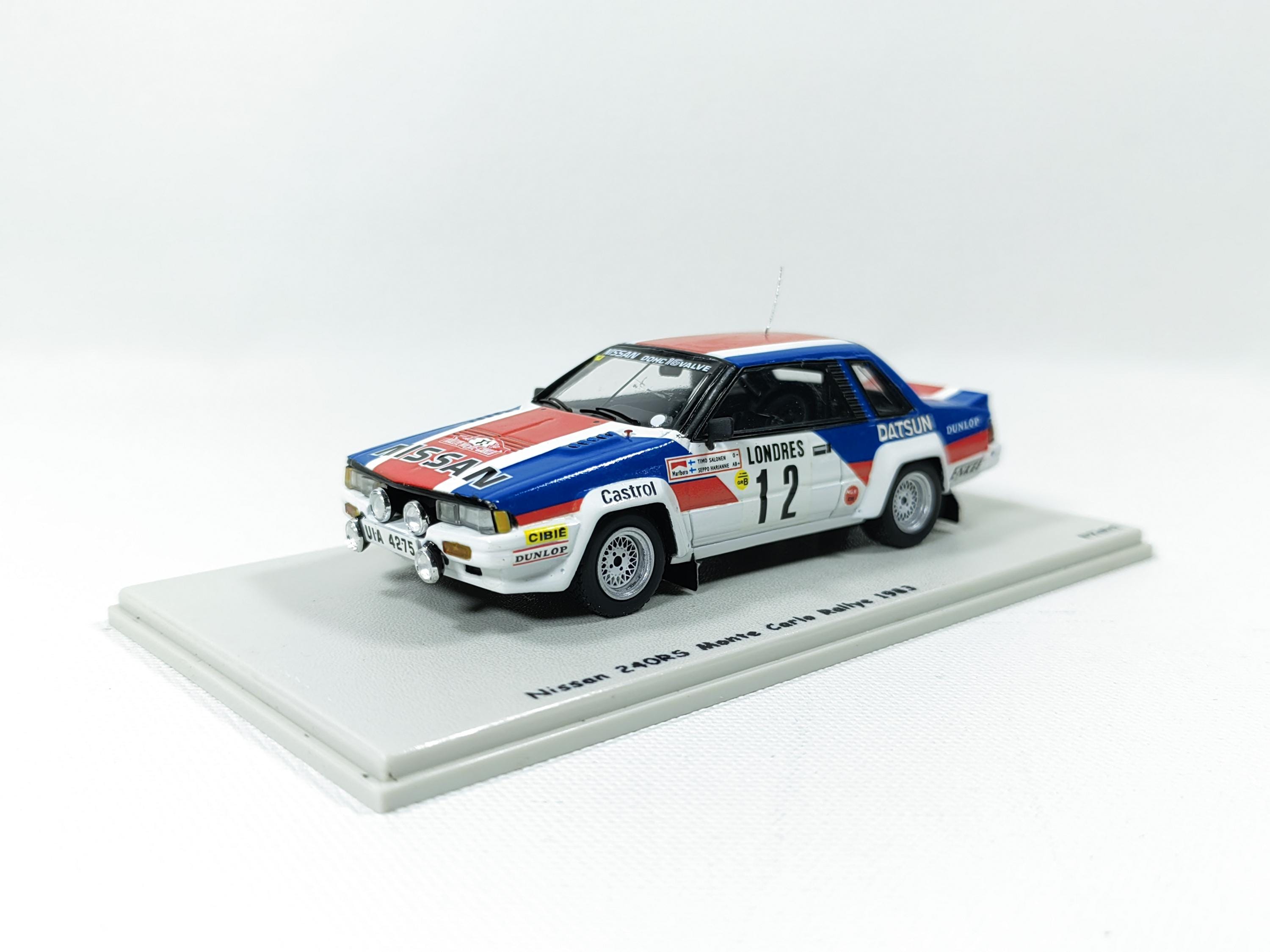 1:43 Nissan 240RS Monte Carlo Rally 1983 No12 Timo Salonen Diecast