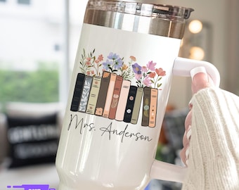 Teacher 40oz Tumbler Personalized  Reading Tumbler Custom Teacher Gifts End of Year Back to School Teacher Name Gift Thank You Teacher T045