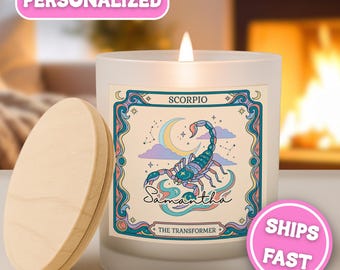 Vela del signo zodiacal Escorpio personalizada Vela de astrología del zodíaco Escorpio Horóscopo Vela de cumpleaños Escorpio Regalo CND-048-SCO