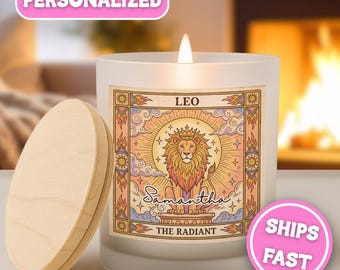 Leo Zodiac Birthday Candle Personalized Custom Zodiac Leo Astrology Candle Leo Birthday Horoscope Leo Zodiac Sign Candle  Gift CND-048-CAN