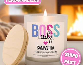 Personalized Lady Boss Candle Custom Boss Gift for Her Coworker Lady Manager Gift Office Manager Gift Boss Lady Business Owner Gift CND-044