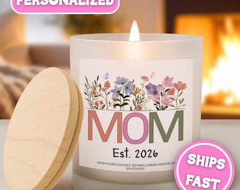 Personalized Mom Candle Flowers Candle for Mama Candle for New Mom Mom Scented & Unscented Year Candle  for Mama Soy Coconut CandleCND-013