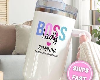 Boss Lady Tumbler with Handle Personalized Bosslady Gift Custom Female Boss Gift for Women Custom Boss Appreciation Gift for Women T205