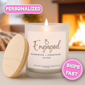 Newly Engaged Candle Personalized Best Friend Engaged Candle Engaged Couple Gift for Couple Custom Engaged Engagement Candle Gift CND-024-A