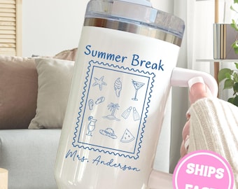Gobelet pour professeur personnalisé vacances d'été 40 oz personnalisé cadeau pour professeur remerciement pour professeur hors service fin d'année T106