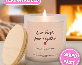 Personalized Dating Anniversary 1 Year Candle Custom Couples Candle One Year Anniversary Dating Candle First Anniversary Boyfriend CND-046