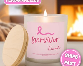 Vela personalizada para supervivientes de cáncer Regalo personalizado para guerreros contra el cáncer Paquete de cuidados para quimioterapia contra el cáncer de mama hecho a mano Regalo para animar CND-039-A