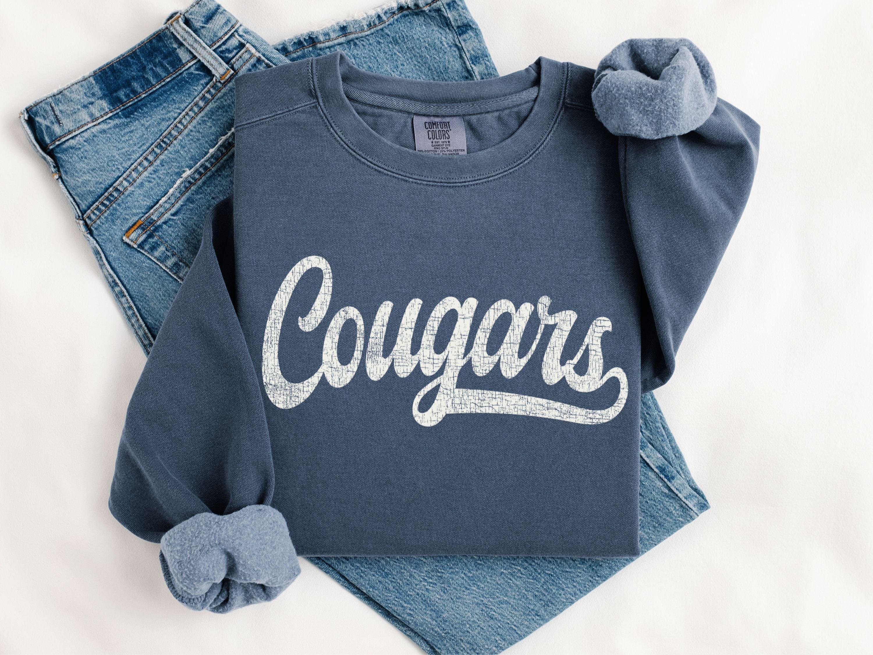 Cougars Sweatshirt Blue Cougars Comfort Colors Sweatshirt Vintage Cougars Crewneck Cougars Game Day Navy Cougars Spirit Wear Powder Blue