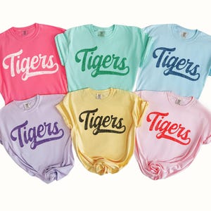 Tigers Comfort Colors Shirts Pastel Tigers Game Day Tshirts Cute Tigers Team Tees Womens Tigers T Shirts Tigers Baseball Tigers Football