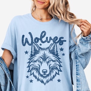 Wolves Shirt Womens Wolves T Shirt Bella Canvas Wolves Game Day Tee Wolves Spirit Wear Cute Wolves Tee for Kids Wolves Mascot Youth